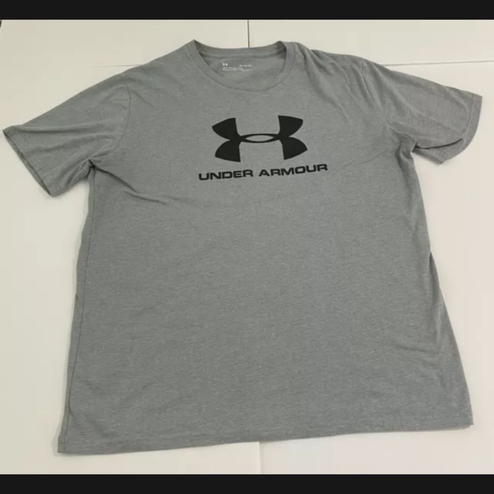 Under Armour Spell Out Big Logo Cotton Heat Short Sleeve T-Shirt Mens Size XL